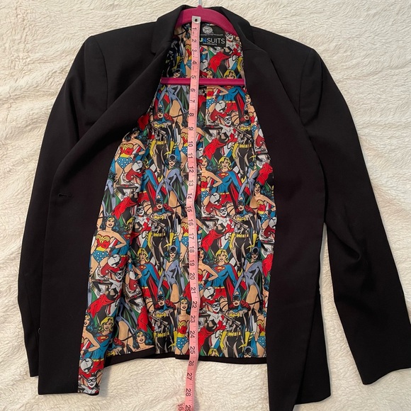 FUNSUITS black blazer with female super hero lining. Size S. - Picture 3 of 3